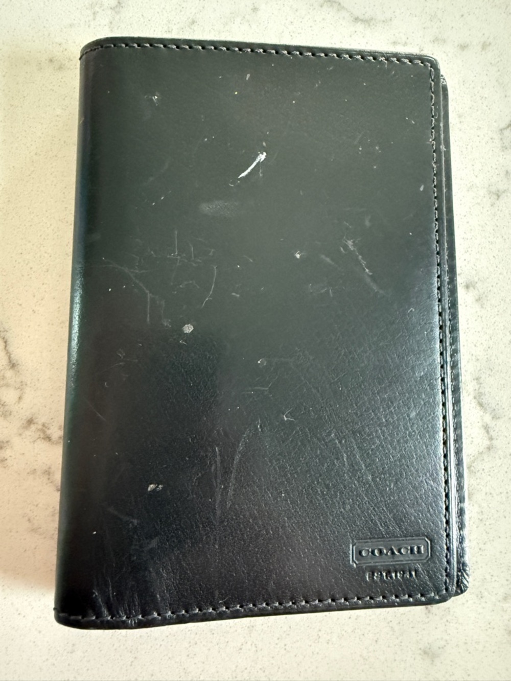 Coach Black Leather Travel Passport Cover
